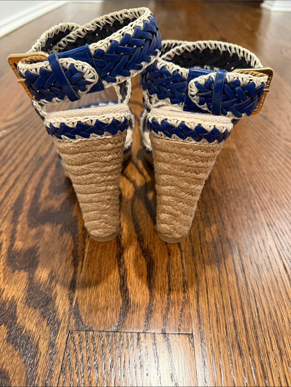 Tory Burch Navy Braided Espadrille Wedge Sandals - Picture 4 of 8